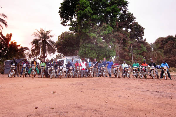 16 of the more than 20 motorcycles used for the Faradje measles vaccination campaign